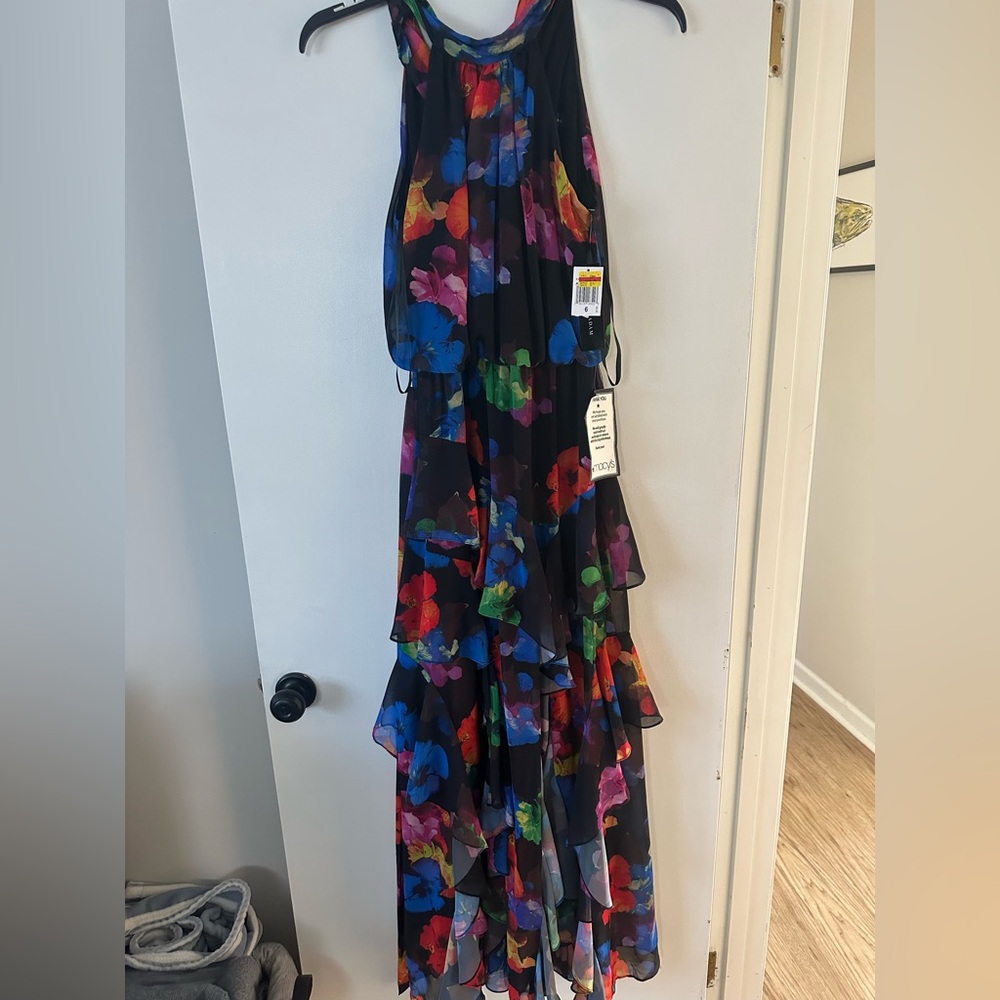 High neck ruffle dress